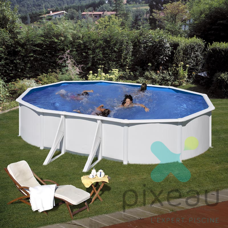 PISCINE GRE FIDJI ACIER BLANC 500X300 H120 AVEC RENFORTS