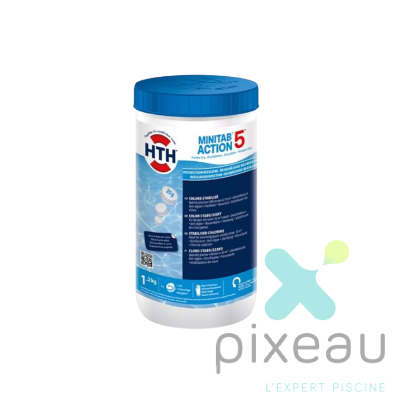 CHLORE LENT MULTI ACTIONS 5 HTH MINI TAB 1.2KG 20G