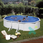 PISCINE GRE FIDJI ACIER BLANC 610X375 H120 AVEC RENFORTS